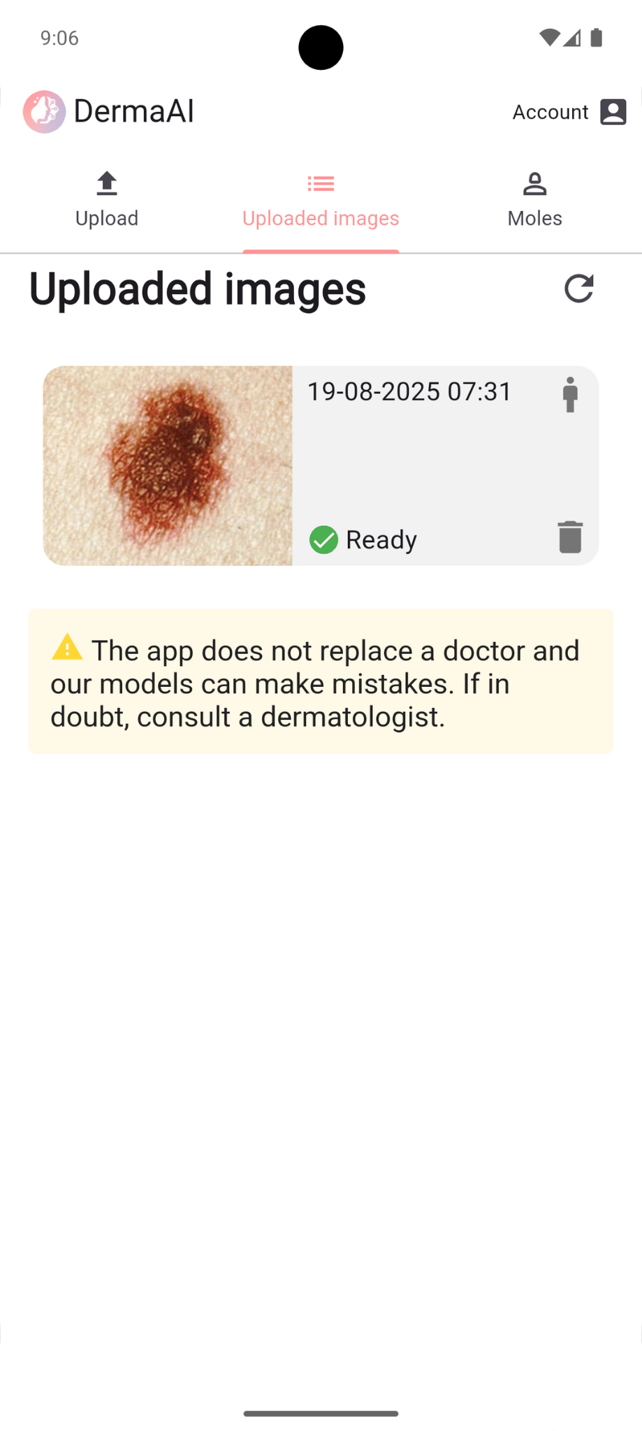 Uploaded images page